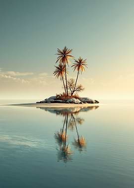 Tropical Island Paradise Reflection
