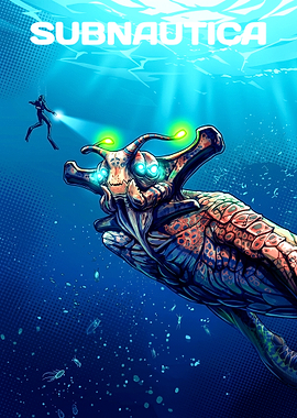 Subnautica Diver and Leviathan