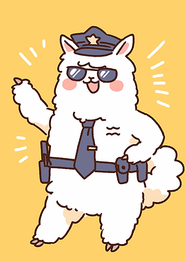 Cute Alpaca Police Officer
