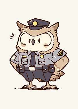 Cute Owl Police Officer