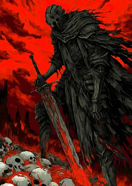 Dark Knight with Bloody Sword