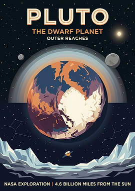Pluto Dwarf Planet NASA Exploration Poster