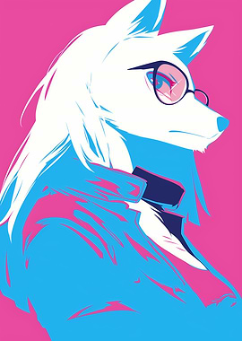 Stylized Wolf Wearing Glasses