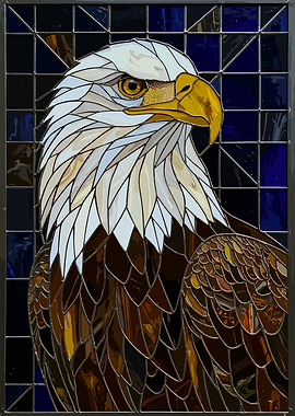 Stained Glass Eagle Portrait