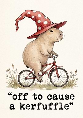 Capybara on a bicycle with a hat - Kerfuffle