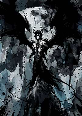 Dark Angelic Figure with Horns
