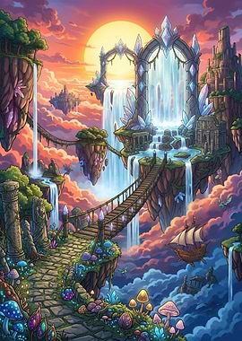 Magical Floating Islands at Sunset