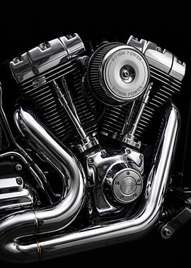 Chrome V-Twin Motorcycle Engine