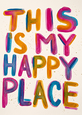 This Is My Happy Place Watercolor Text Art