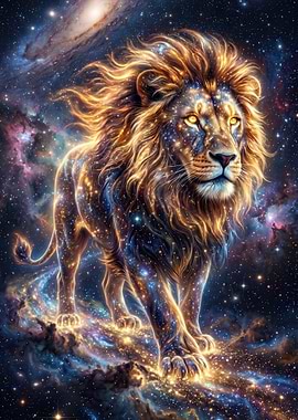Cosmic Lion in Nebula