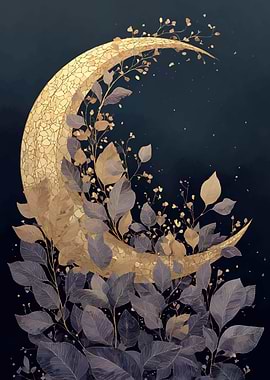 Crescent Moon with Floral Embellishments