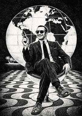 Man in Suit with Gun and Globe