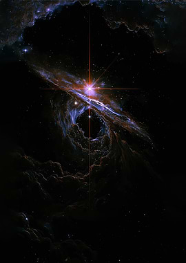 Cosmic Nebula with Bright Star