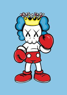 Cartoon Boxer with Crown