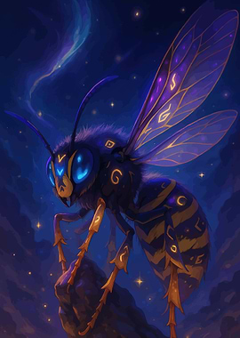 Mystical Wasp in a Starry Night Sky