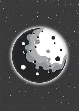 Stylized Moon in Starry Night Sky