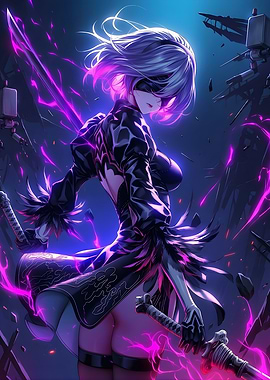 Nier Automata 2B with Purple Energy Sword