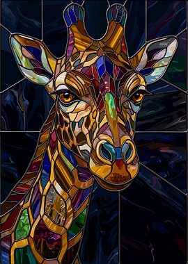 Stained Glass Giraffe Portrait