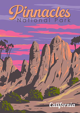 Pinnacles National Park Vintage Poster