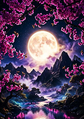 Celestial Cherry Blossoms Dreamscape