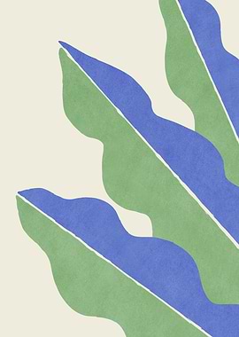 Abstract Green and Blue Leaf Pattern