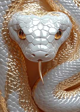 White and Gold Snake Close-up