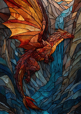 Dragon Stained Glass Waterfall