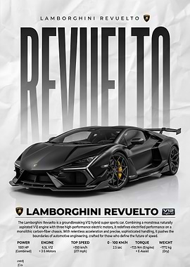 sleek black Lamborghini Revuelto V12 Hybrid Sports Car