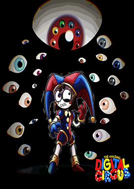 The Amazing Digital Circus Jester Surrounded by Eyes