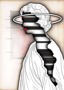 Abstract Sculpture with Glitch Effect