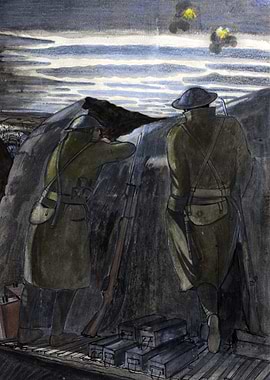 Stand to, Before Dawn by John Nash WW1 Trenches Historical Painting