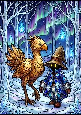 Vivi and Chocobo in a Winter Forest