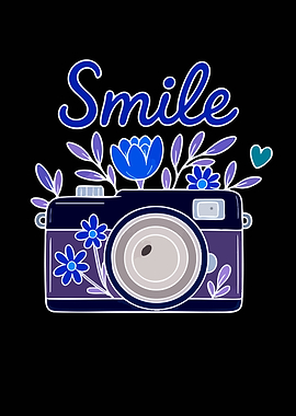 Camera with Floral Design and 'Smile'