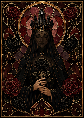 Gothic Queen with Black Roses
