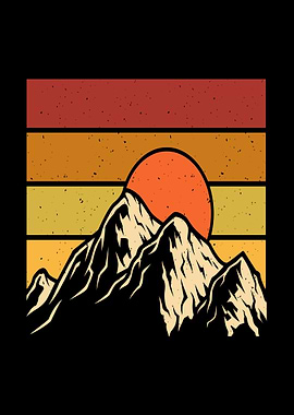 Retro Mountain Sunset