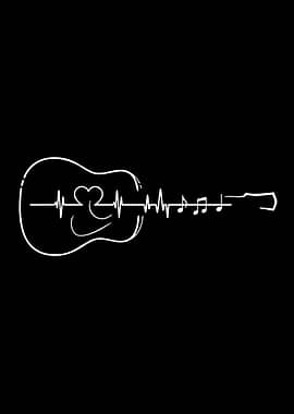 Guitar Heartbeat Music Notes