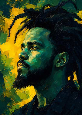 Portrait of j cole with dreadlocks