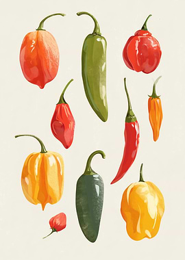 Assortment of Colorful Chili Peppers
