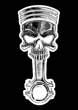 Piston Skull Sticker