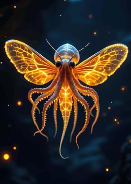 Glowing Octopus Butterfly Hybrid