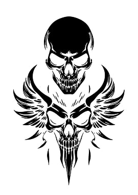 Two Skulls with Wings