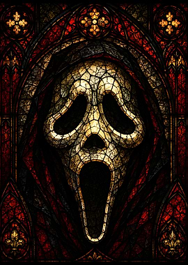Scream Mask Stained Glass Art
