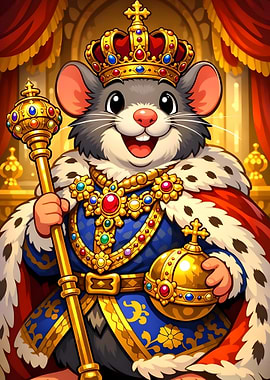King Mouse with Crown and Scepter