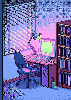 Retro Pixel Art Study Room