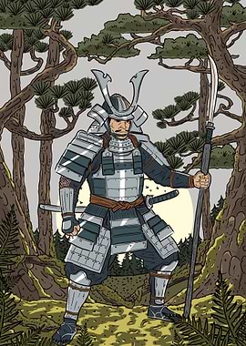 Samurai Warrior in Forest