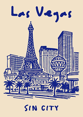 Las Vegas Skyline with Eiffel Tower
