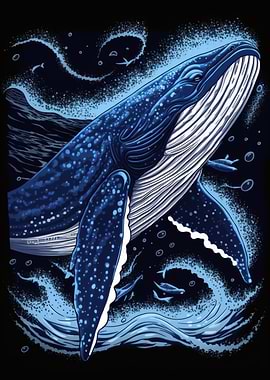 Majestic Blue Whale in Deep Ocean