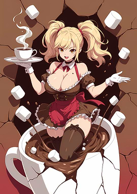 Anime Maid with Hot Chocolate