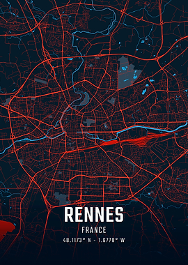 Rennes France City Map
