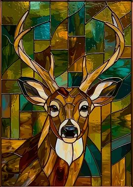 Stained Glass Deer Portrait